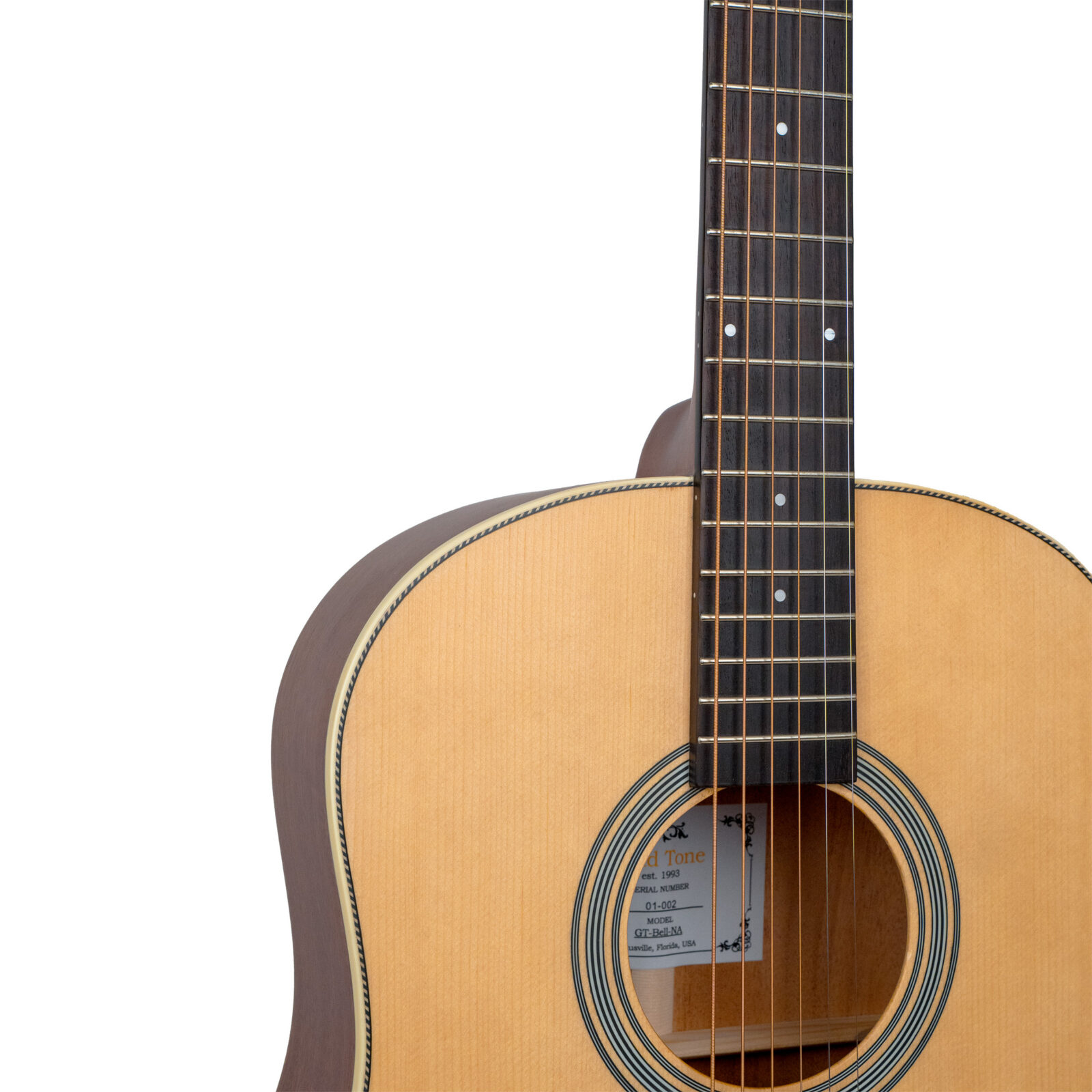 The Bell: Acoustic-Electric All Solid Wood Guitar with Bag - Satin Natural - Image 3