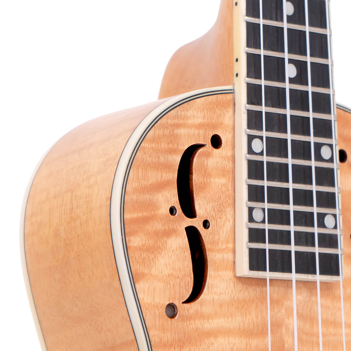 ResoMaple-Tenor/L: Lefty Tenor-Scale Curly Maple Resonator Ukulele with Gig Bag - Image 4