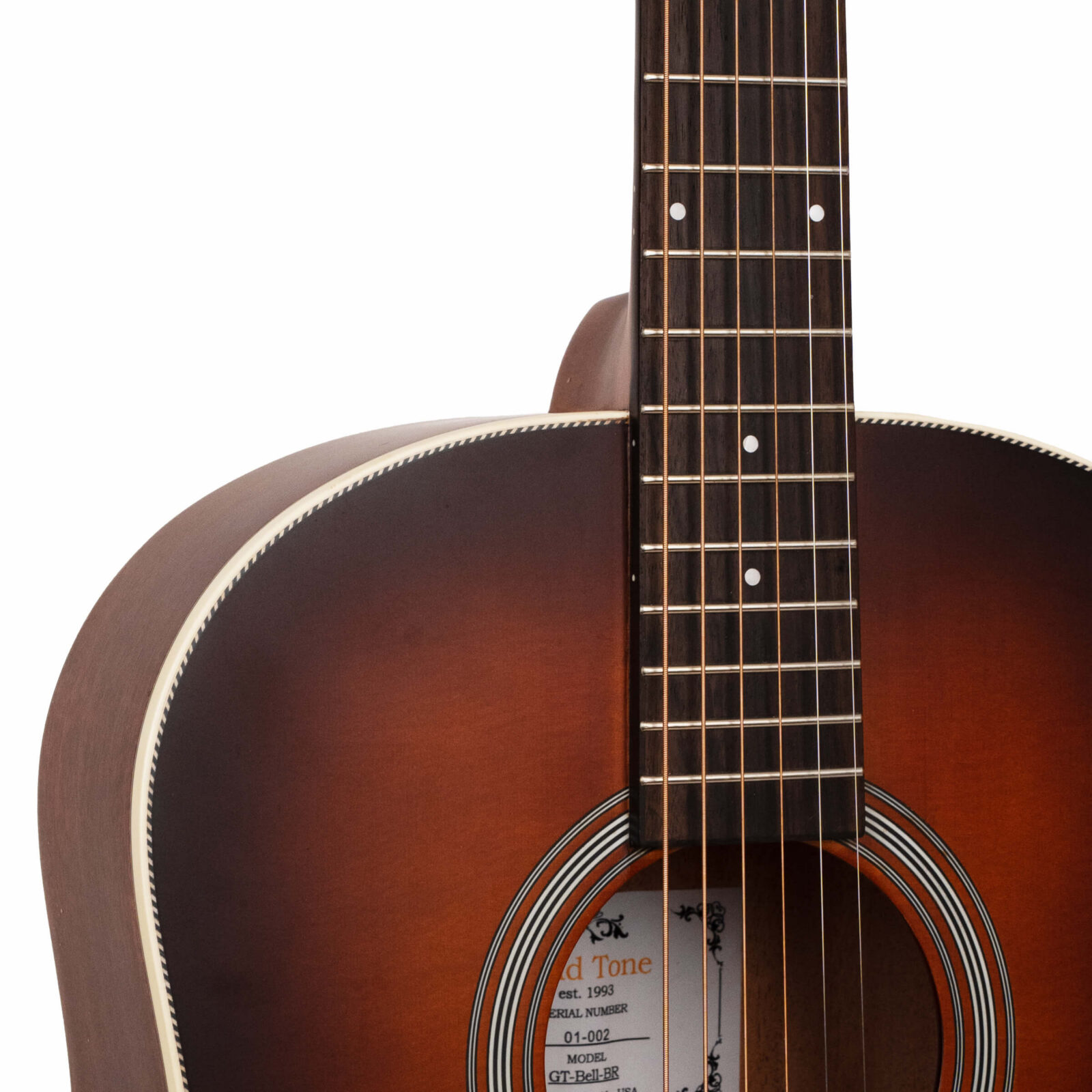 The Bell: Acoustic-Electric All Solid Wood Guitar with Bag - Satin Burst - Image 4