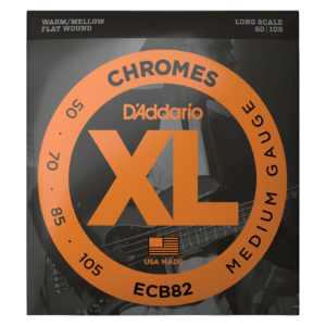 D'Addario ECB82 XL Chromes Flatwound Bass Guitar Strings - (50-105) Long Scale